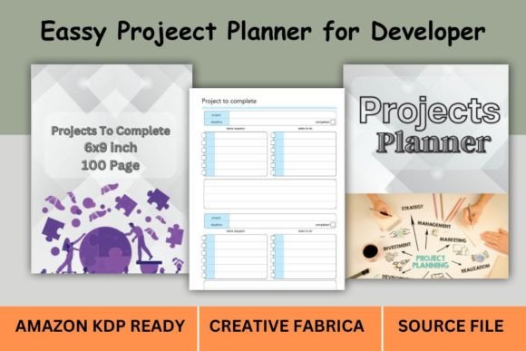 Download Blue Color Projects Planner KDP + COVER - Kdp Collection