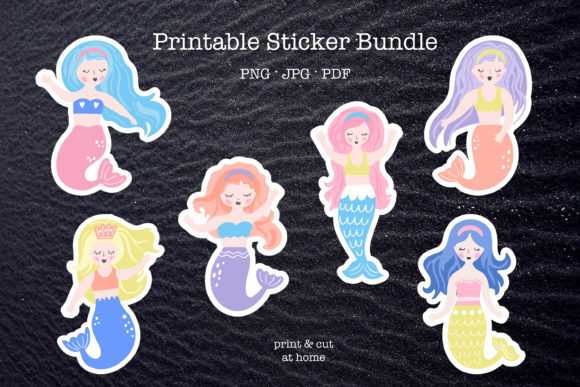 Download Mermaid. Printable Sticker Bundle - Mermaid Collection