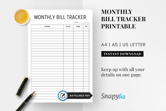 Download Monthly Bill Tracker Printable - Bill tracker Collection
