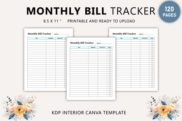 Download Editable Monthly Bill Tracker Canva - Bill tracker Collection