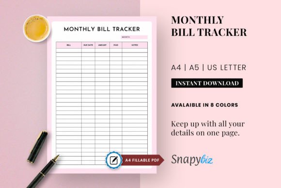 Download Fillable Monthly Bill Tracker Printable - Bill tracker Collection