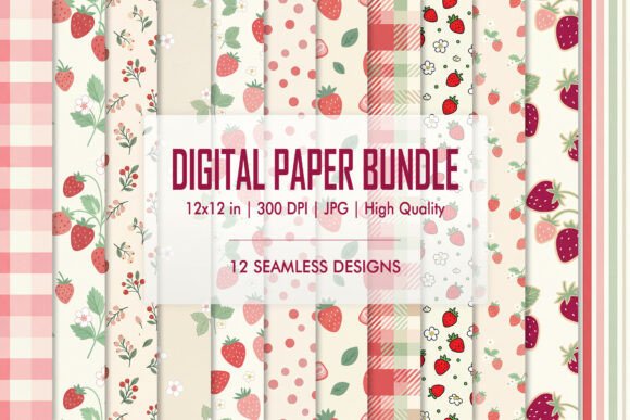 Download Strawberry Kitchen Digital Paper Bundle - Premium Resources