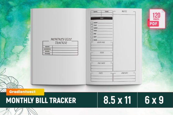 Download (KDP) Monthly Bill Tracker Canva - Bill tracker Collection
