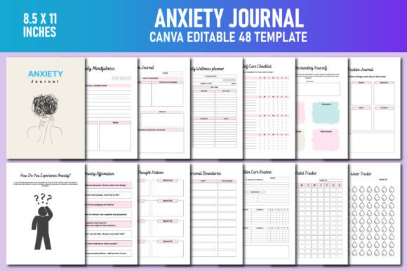 Download Anxiety Journal Canva KDP Interiors - Kdp Collection