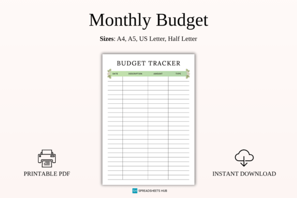 Download Floral Monthly Budget Tracker PDF - Premium Bundle