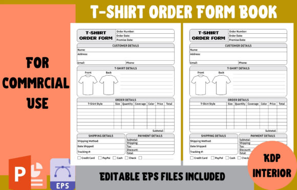 Download T-Shirt Order Form Book | KDP Interior - Kdp Collection