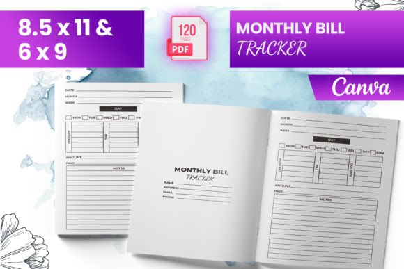 Download Monthly Bill Tracker Canva (KDP) - Bill tracker Collection