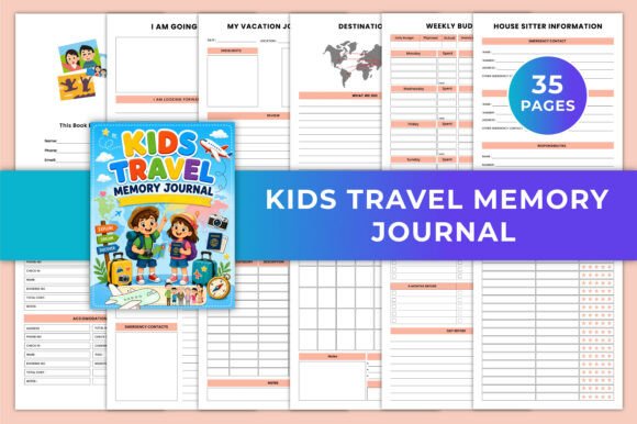 Download Kids Travel Memory Journal KDP Graphic - Kdp Collection